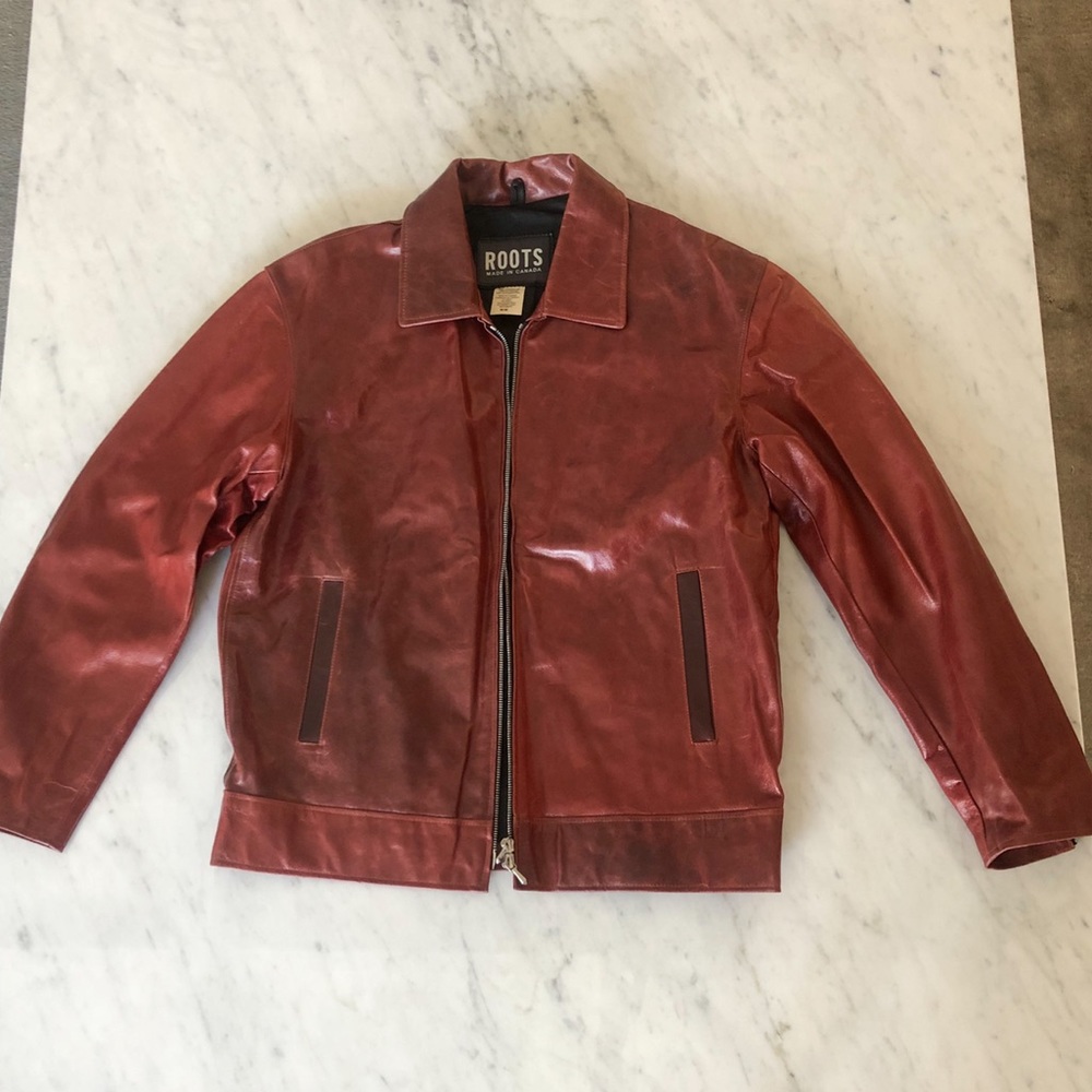 Dark Red Roots Leather Jacket